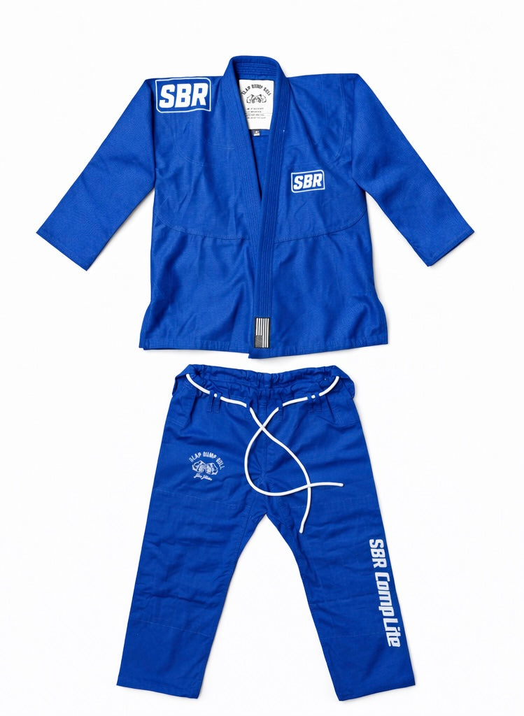 SBR Comp Lite BJJ Gi in blue, full uniform set with jacket and pants, nano pearl weave jiu jitsu gi