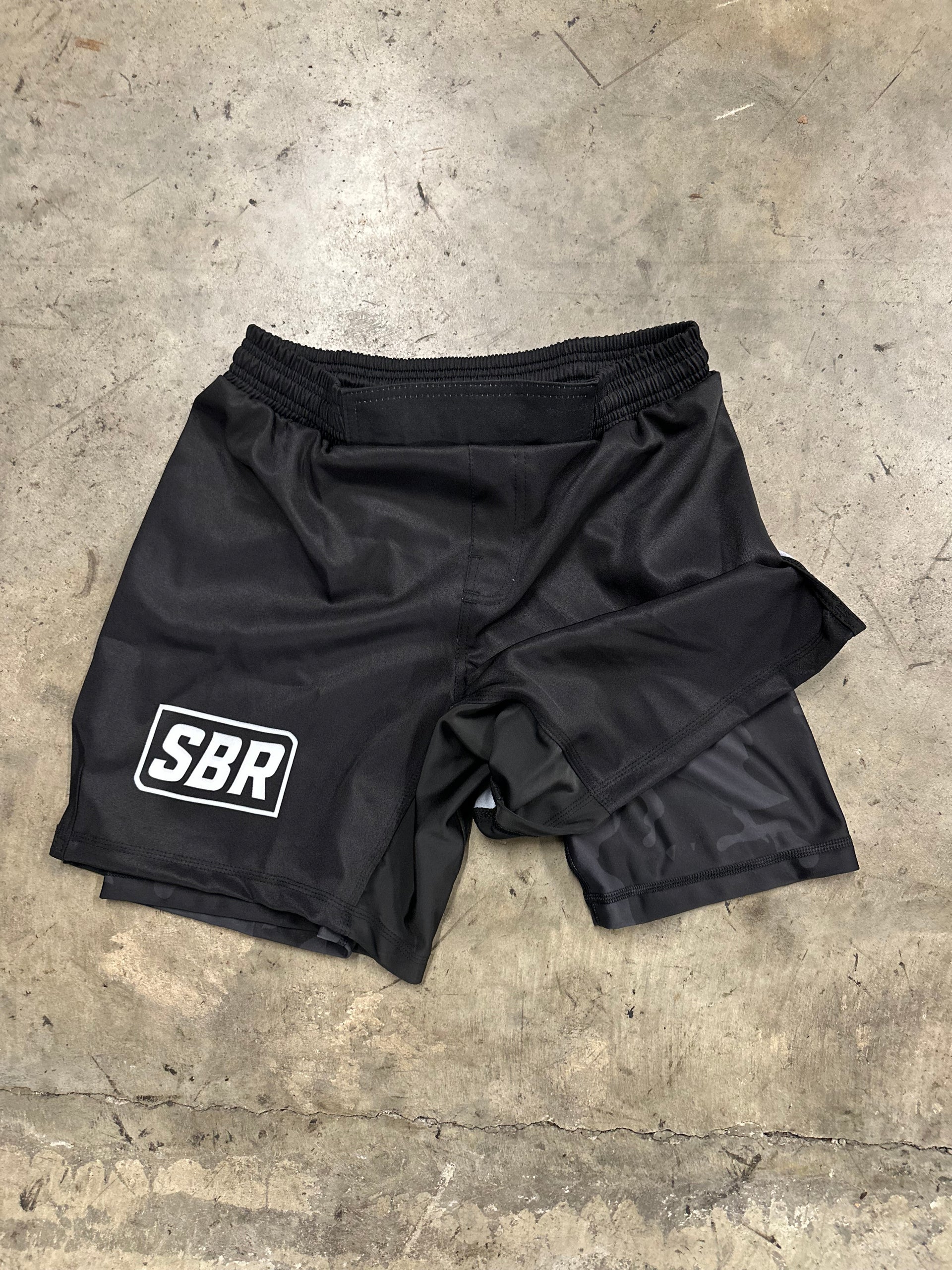 SBR Lined No-Gi Shorts showing built-in inner compression liner for no-gi grappling support