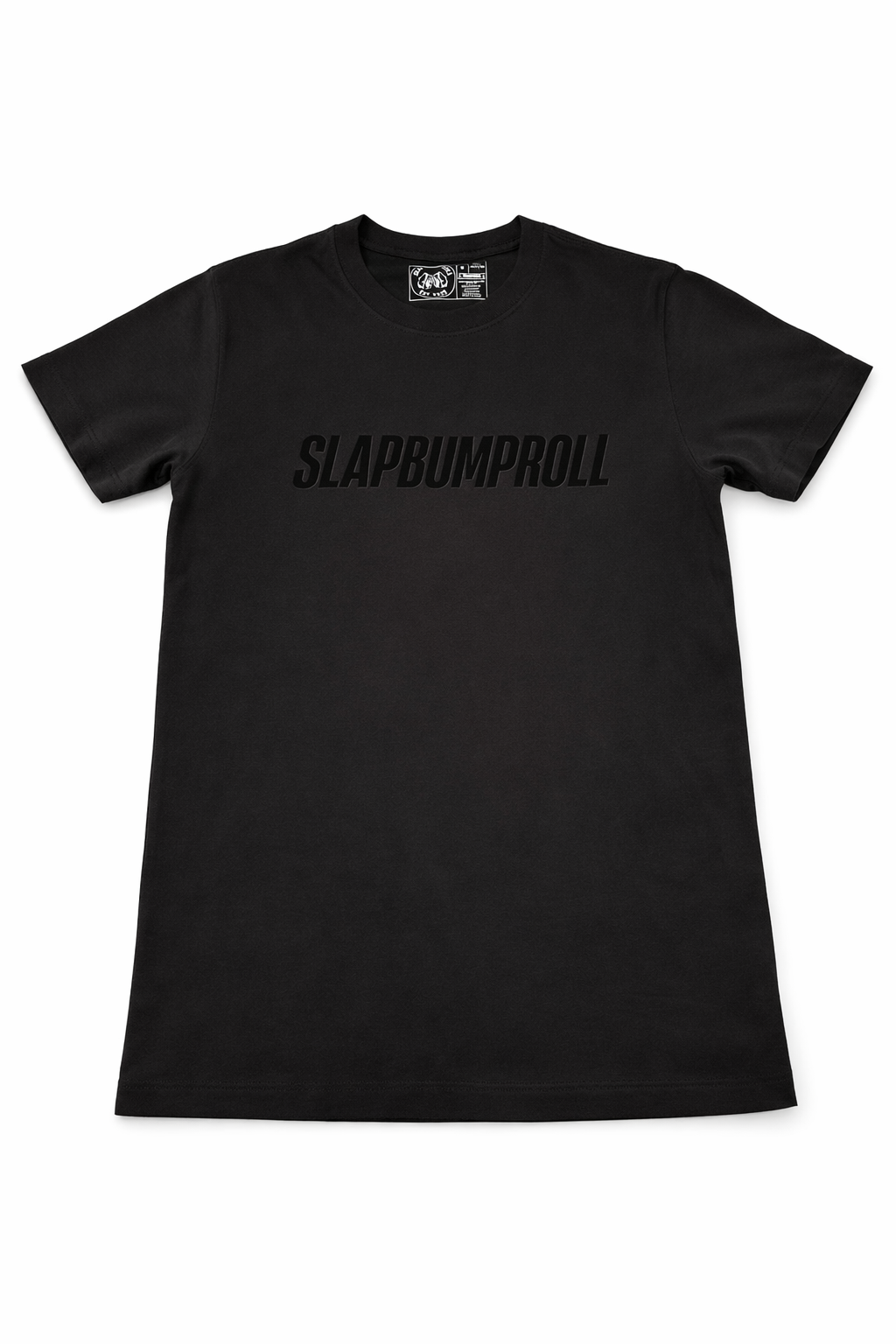 SBR Lux Heavyweight Interlock Tee in grey with tonal black SLAPBUMPROLL stealth print, heavyweight BJJ lifestyle tee