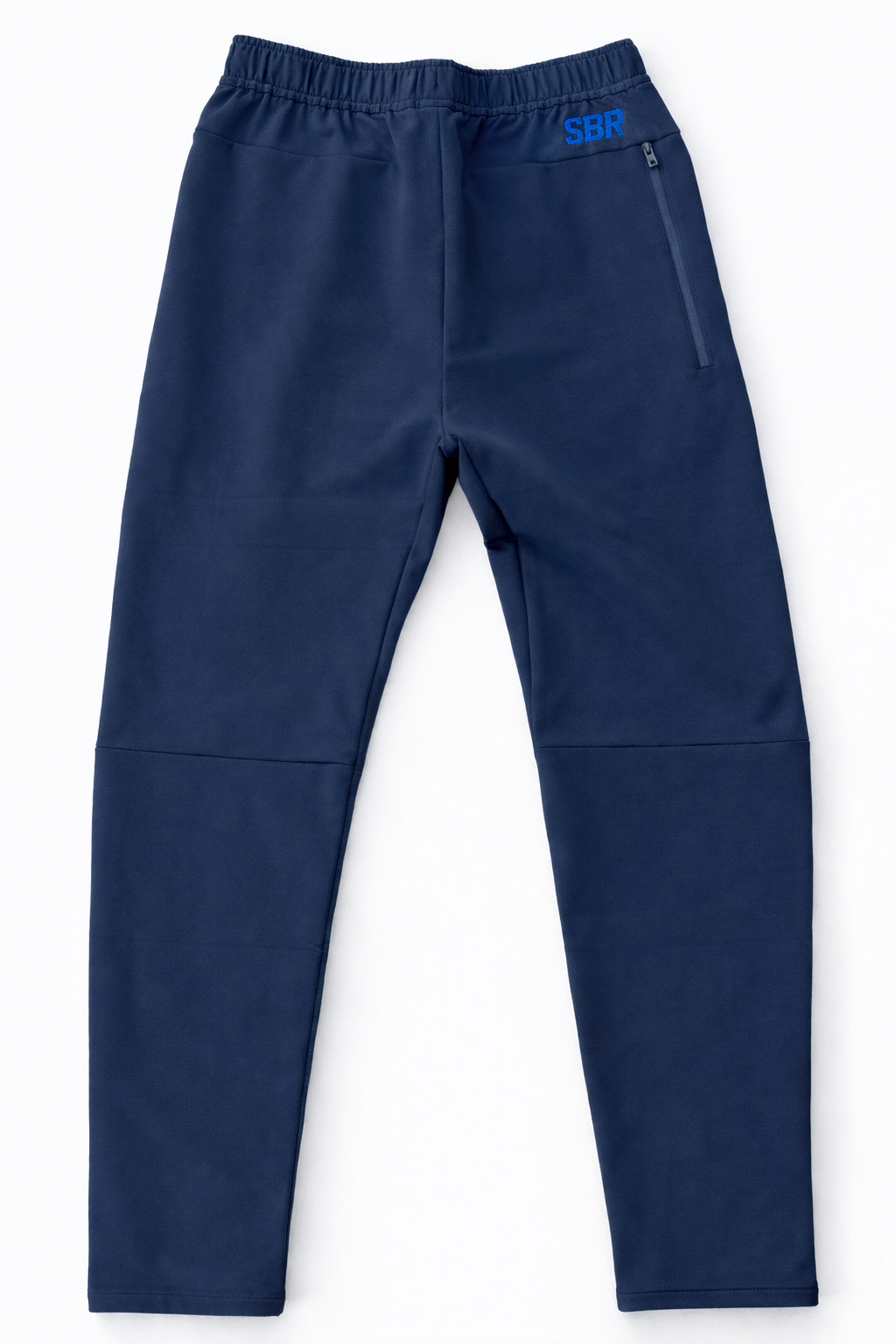 SBR Performance Pants in navy with blue SBR logo, athletic tapered tri-blend French Terry joggers
